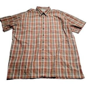 L.L. BEAN Shirt Seersucker Plaid 2XL-Tall Short Sleeve Vented Fishing Outdoor LL